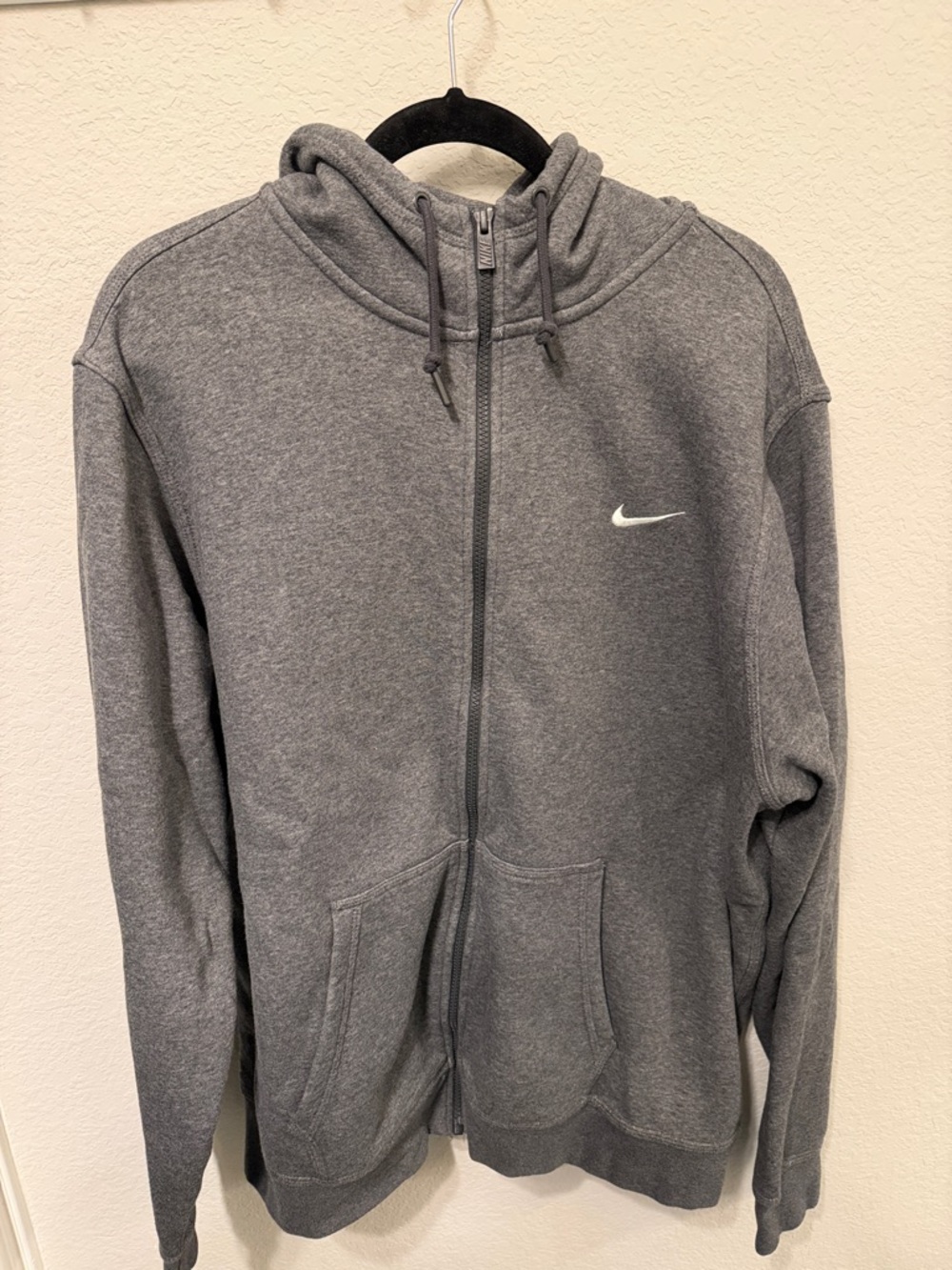 Nike Gray Zip Hoodie with White Swoosh